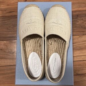 Prada Beige Textured Summer Loafers